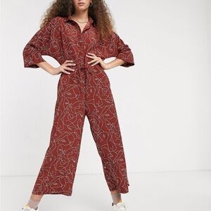 Anthropologie Abstract Wide leg Jumpsuit